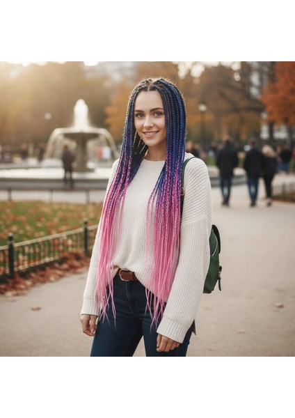 Afrika Örgüsü ve Rasta Için Sentetik Ombreli Saç / Mavi / Lila / Pembe