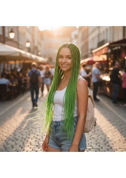 Afrika Örgüsü ve Rasta Için Sentetik Saç / Neon Yeşil