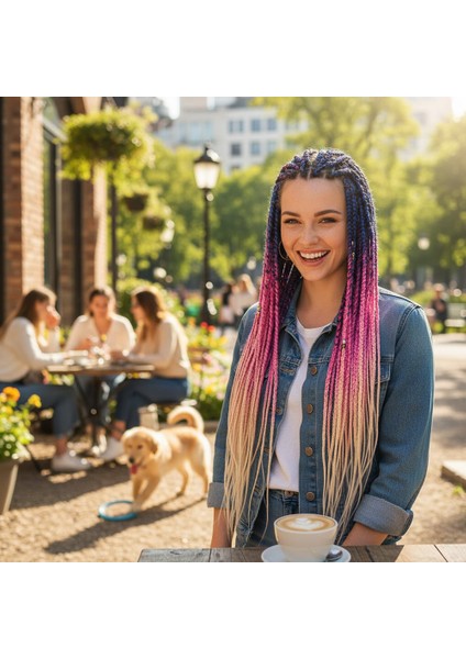 Afrika Örgüsü ve Rasta Için Sentetik Ombreli Saç / Mavi / Lila / Platin