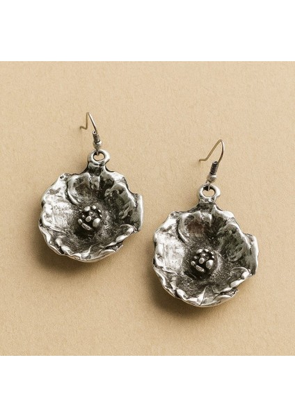 Çiçek Şekilli Kadın Küpe Çift Adet Gümüş Kaplama El Yapımı Küpe modelleri