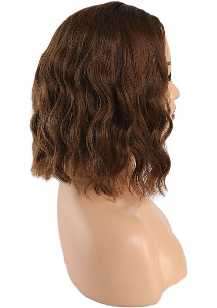 Fiber Sentetik Kısa Dalgalı Perçemsiz Peruk / Kumral fiyatları