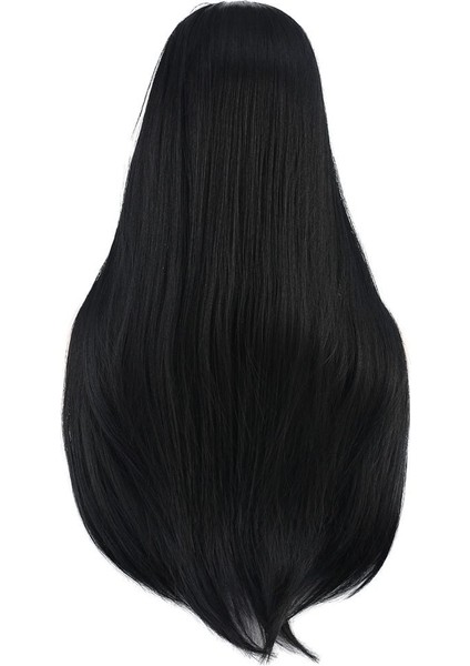 Düz Perçemli Uzun Fiber Sentetik Peruk / Siyah indirimleri