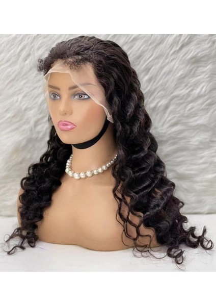 Gerçek Front Lace Tül Peruk / Yoğun Dalgalı / Doğal 65/70CM fırsatları