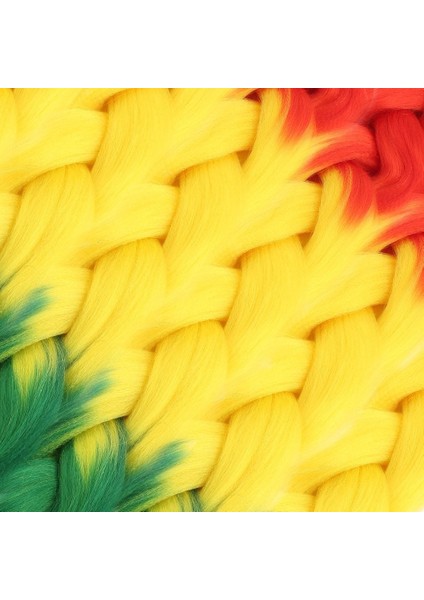 Afrika Örgüsü ve Rasta Için Sentetik Ombreli Saç / Tcu / Sarı / Yeşil modelleri