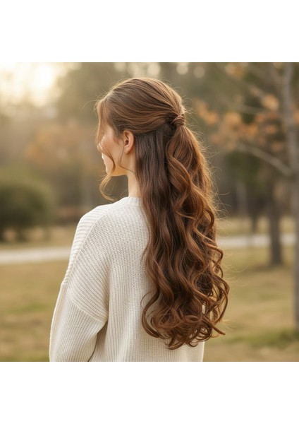 Fiber Sentetik Dalgalı 8 Parça Çıt Çıt / Kumral