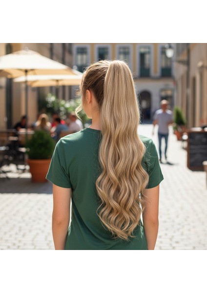 Tokalı Dalgalı At Kuyruğu / Karamel Platin Röfleli