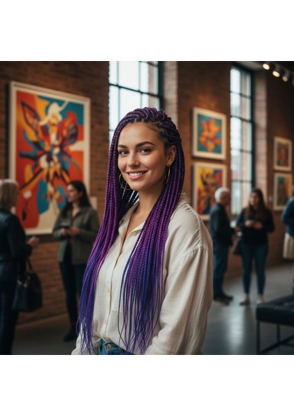 Afrika Örgüsü ve Rasta Için Sentetik Ombreli Saç / Açık Mor / Koyu Mor