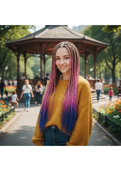 Afrika Örgüsü ve Rasta Için Sentetik Ombreli Saç / Platin / Lila / Mavi