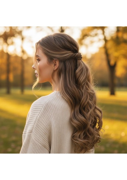 Fiber Sentetik Dalgalı 8 Parça Çıt Çıt / Karamel Platin Röfleli