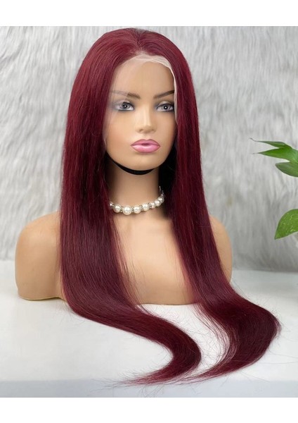 Gerçek Front Lace Tül Peruk / Düz / Koyu Kızıl 70/75CM modelleri