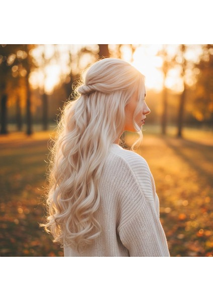 Fiber Sentetik Dalgalı 8 Parça Çıt Çıt / Açık Platin