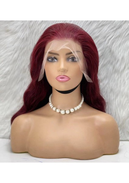 Gerçek Front Lace Tül Peruk / Dalgalı / Koyu Kızıl 70/75CM fiyatları