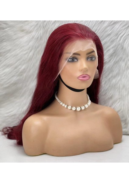 Gerçek Front Lace Tül Peruk / Dalgalı / Koyu Kızıl 70/75CM modelleri