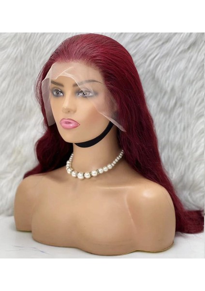 Gerçek Front Lace Tül Peruk / Dalgalı / Koyu Kızıl 70/75CM fırsatları