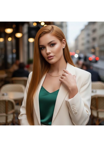 Gerçek Front Lace Tül Peruk / Düz / Bakır 70/75CM