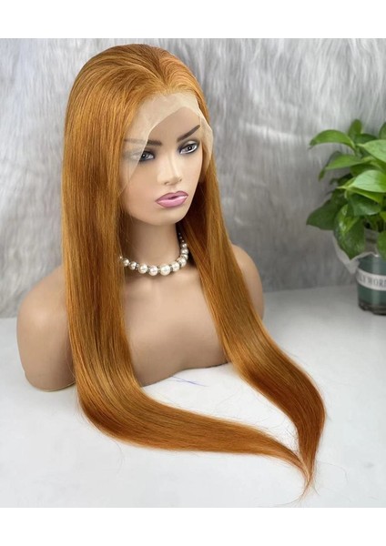 Gerçek Front Lace Tül Peruk / Düz / Bakır 70/75CM indirimleri