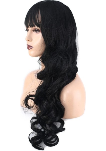 Dalgalı Perçemli Uzun Fiber Sentetik Peruk / Koyu Kestane fırsatları
