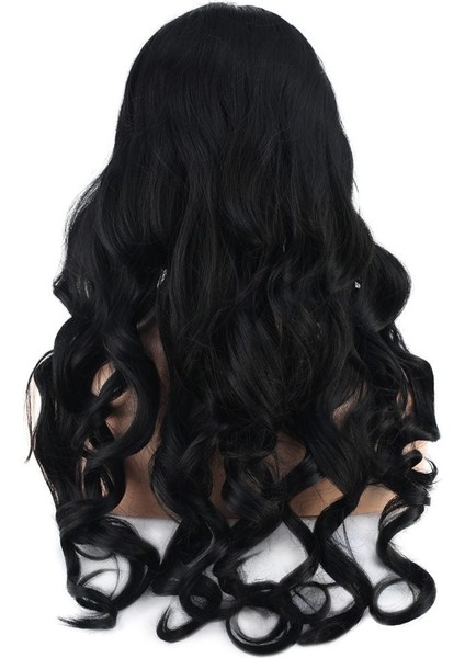Dalgalı Perçemli Uzun Fiber Sentetik Peruk / Koyu Kestane indirimleri