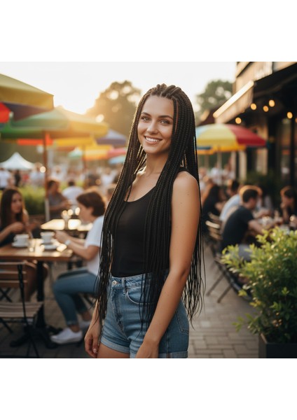 Afrika Örgüsü ve Rasta Için Sentetik Saç / Siyah