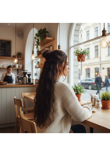 Fiber Sentetik Kabarık Dalgalı 8 Parça Çıt Çıt / Koyu Kahve