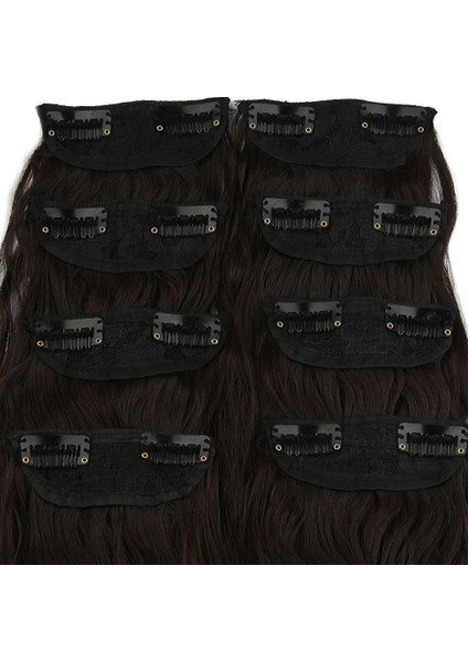 Fiber Sentetik Kabarık Dalgalı 8 Parça Çıt Çıt / Koyu Kahve modelleri