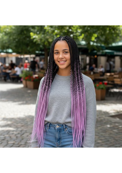 Afrika Örgüsü ve Rasta Için Sentetik Ombreli Saç / Siyah / Lila