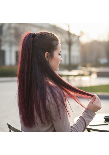 Fiber Sentetik Düz 8 Parça Çıt Çıt / Koyu Kızıl