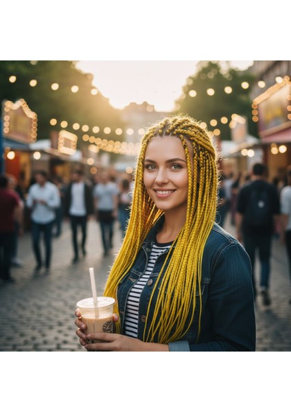 Afrika Örgüsü ve Rasta Için Sentetik Saç / Sarı