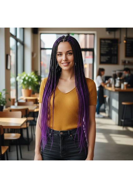 Afrika Örgüsü ve Rasta Için Sentetik Ombreli Saç / Siyah / Mor
