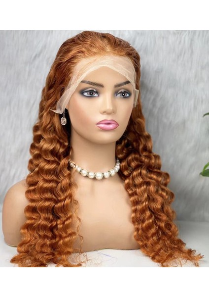 Gerçek Front Lace Tül Peruk / Yoğun Dalgalı / Bakır 70/75CM modelleri