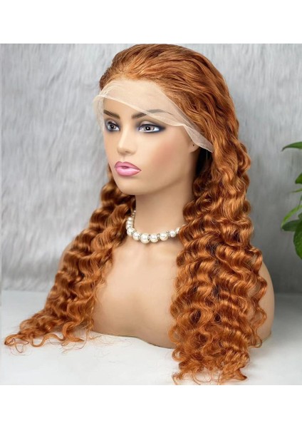 Gerçek Front Lace Tül Peruk / Yoğun Dalgalı / Bakır 70/75CM fırsatları