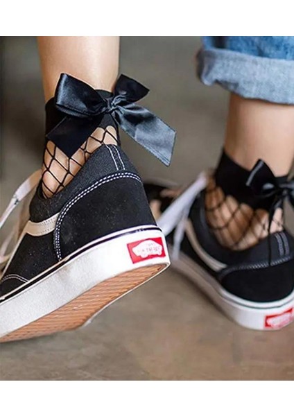 Asil Siyah Fiyonklu Fileli Kadın Bambu Soket Çorap fiyatları