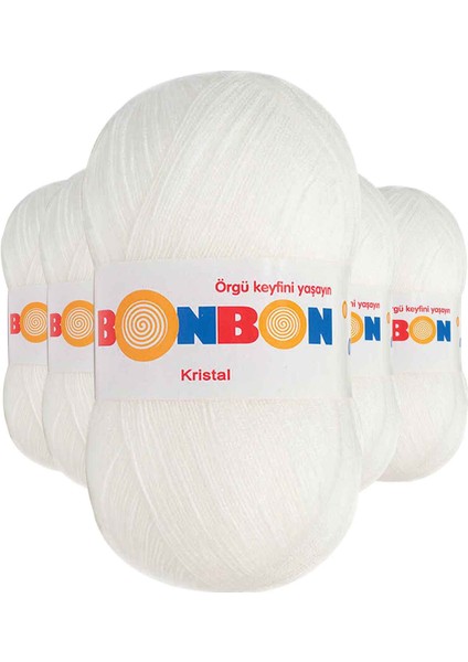 5 Adet Kristal El Örgü Lif Ipi Beyaz 98200