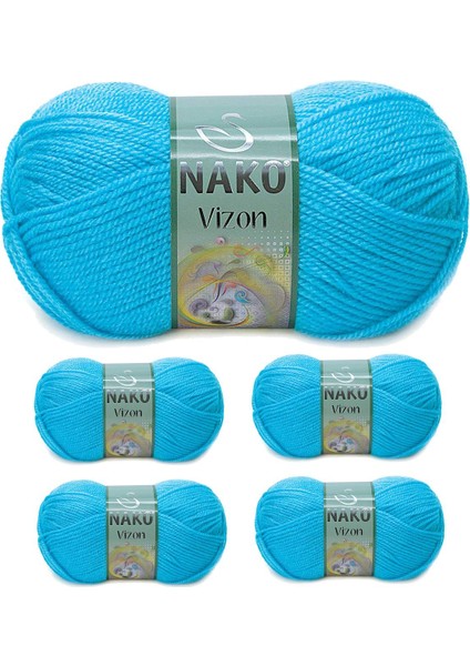 5 Adet Vizon Premium Akrilik El Örgü Ipi Yünü Renk NO:235 Nazar Boncuğu