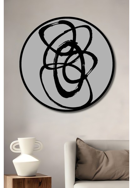 Çerçeve Görünümlü Soyut Sanat Dekoratif Ahşap Mdf Işyeri Duvar Tablo Yuvarlak Işyeri Duvar Tablo