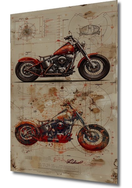 Klasik Motosiklet Tasarımı Dekoratif Ahşap Mdf Tablo Dikdörtgen Tablo fiyatları