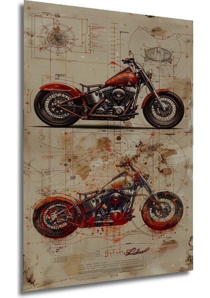 Klasik Motosiklet Tasarımı Dekoratif Ahşap Mdf Tablo Dikdörtgen Tablo modelleri