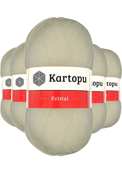 5 Adet Kristal Çift Katlı El Örgü Lif Ipi Krem K025