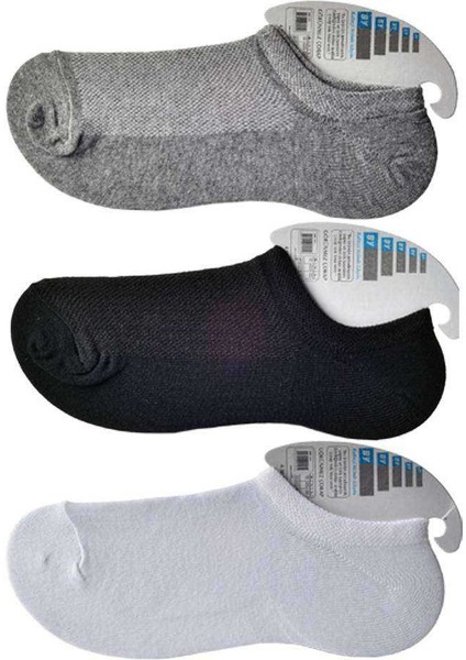 Siyah Gri ve Beyaz Erkek Görünmez Çorap 6 Çift modelleri