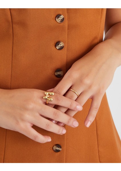 Z Harf Yüzük M Harfi 14 Ayar Altın Kaplama fırsatları