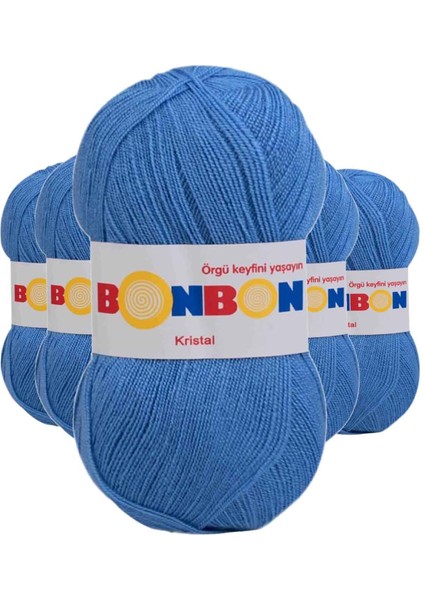 5 Adet Kristal El Örgü Lif Ipi Açık Mavi 98236