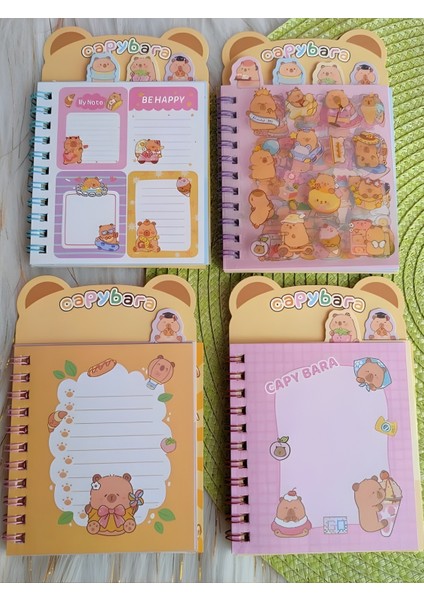 Capybara Kapibara Ayraçlı Stickerlı Not Defteri 8 Sayfa Sticker 16 Sayfa Not Defteri Tekli fiyatları