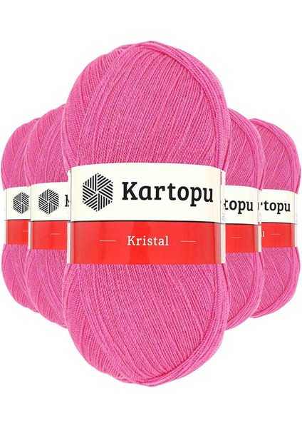 5 Adet Kristal Çift Katlı El Örgü Lif Ipi Şeker Pembe K772