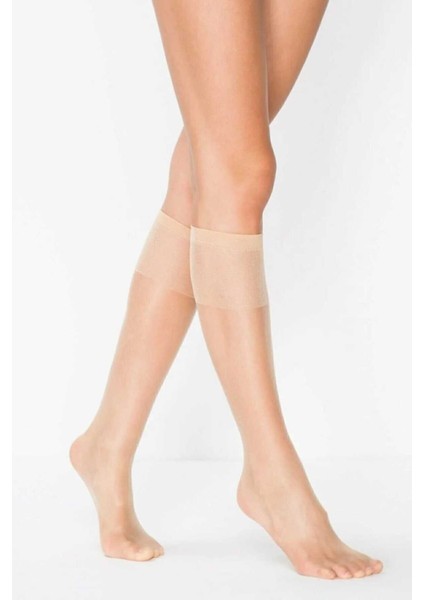 Kadın Diz Altı Parlak Fit 15 Denye Çorap Açık Ten