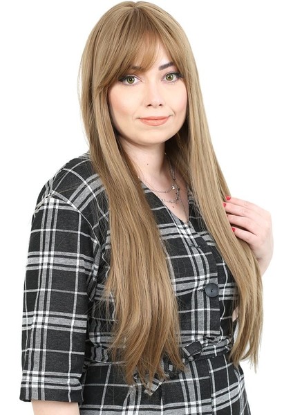 Fiber Sentetik Uzun Düz Kahküllü Peruk / Bebek Kumralı fiyatları