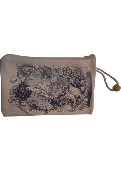 Deniz Kızı Baskılı Fermuarlı Akrilik Bez Cüzdan