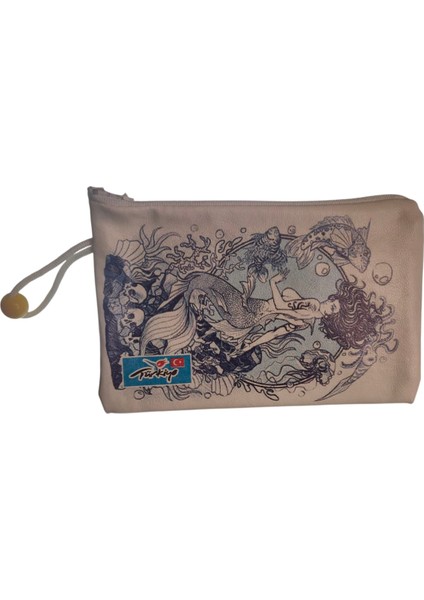 Deniz Kızı Baskılı Fermuarlı Akrilik Bez Cüzdan fiyatları