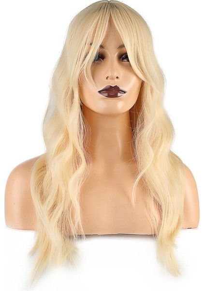 Dalgalı Perçemli Fiber Sentetik Orta Boy Peruk / Platin fiyatları