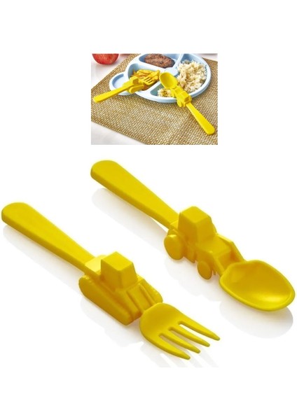 Figürlü Mama Çatal Kaşık Seti - Sarı