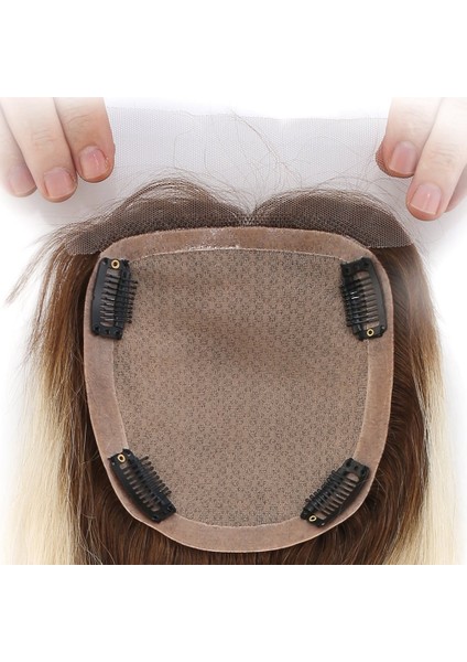 Ön Kısmı Ekstra Tül Kahverengi / Beyaz Platin Ombreli Baby Taban Tepelik / 13X14CM modelleri